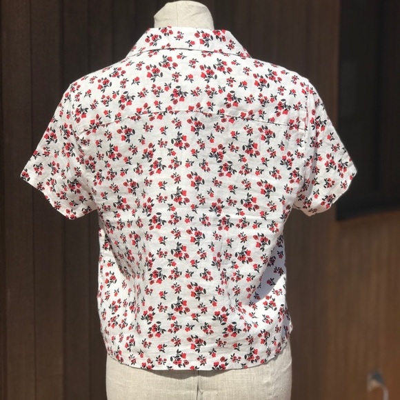 NEW Cynthia Rowley Floral Linen Shirt Red Small - Picture 4 of 8